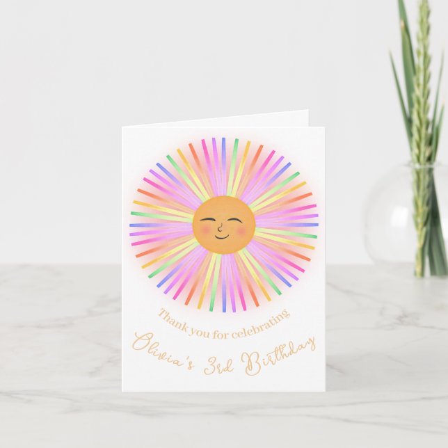 Happy Sun Rainbow Sunshine Thank You Card (Front)