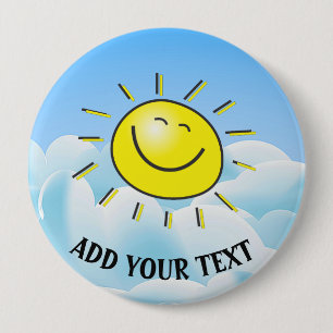 Happy Sun Round Button