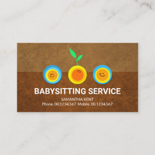 Happy Sun Seedlings Brown Earth Grunge Sitter Business Card