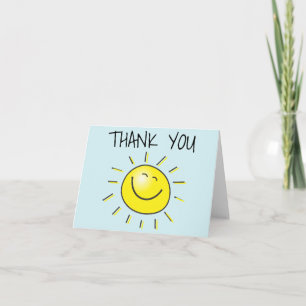 Happy Sun Smiling Thank You Note Card