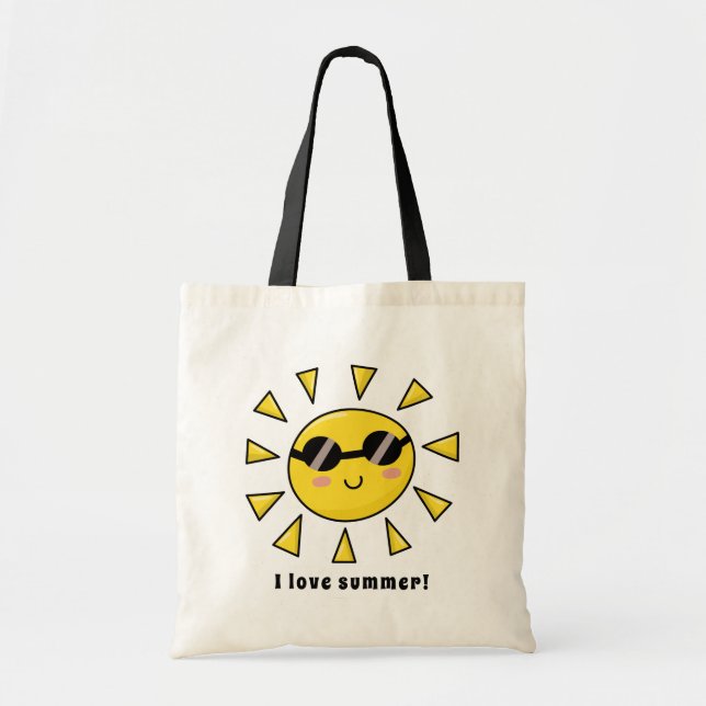 Happy Sun with Sunglasses Personalised Tote Bag (Front)