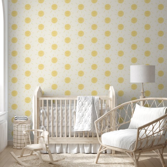 Happy Sun Yellow Watercolor Wallpaper (Kids)