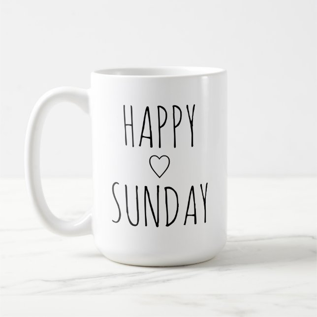 'Happy Sunday' Elegant Charming Uplifting Gift  Coffee Mug (Left)