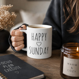 'Happy Sunday' Elegant Charming Uplifting Gift Large Coffee Mug