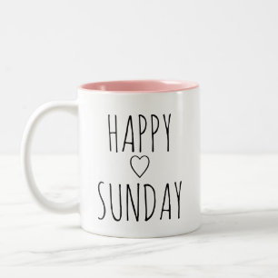 'Happy Sunday' Elegant Charming Uplifting Gift  Two-Tone Coffee Mug