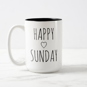 'Happy Sunday' Elegant Charming Uplifting Gift Two-Tone Coffee Mug