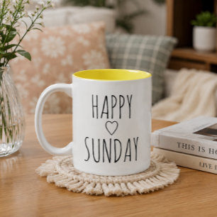 'Happy Sunday' Elegant Charming Uplifting Gift Two-Tone Coffee Mug