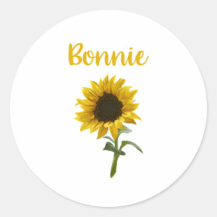 Happy Sunflower - Bonnie Name Classic Round Sticker