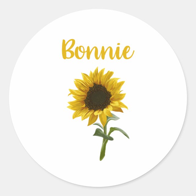 Happy Sunflower - Bonnie Name Classic Round Sticker (Front)