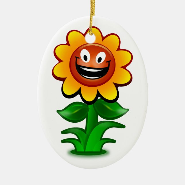 HAPPY SUNFLOWER CERAMIC TREE DECORATION (Front)