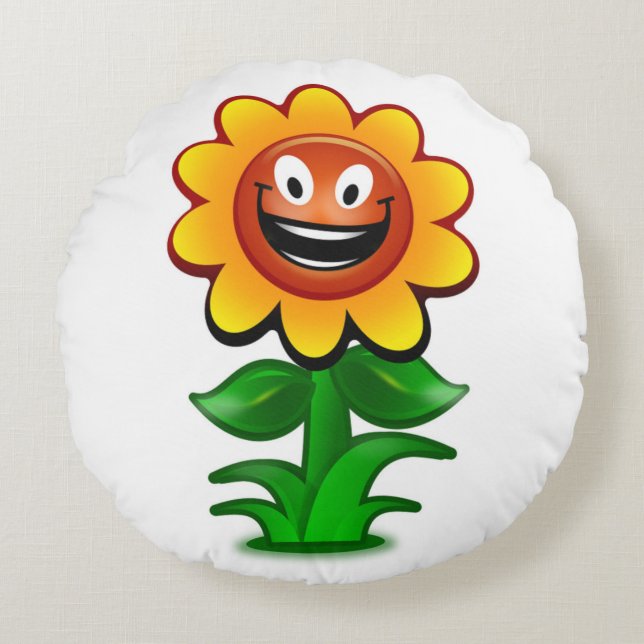 HAPPY SUNFLOWER ROUND CUSHION (Front)