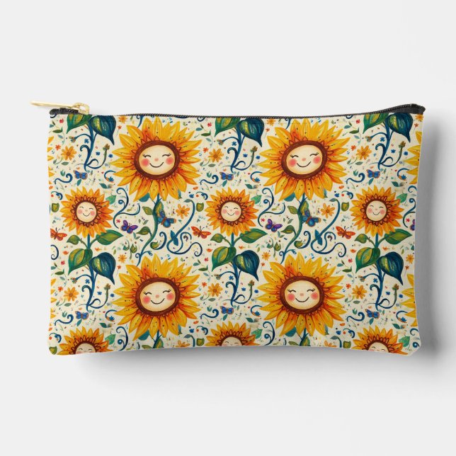 Happy Sunflowers: Cheery Sunflower Pattern Accessory Pouch (Front)