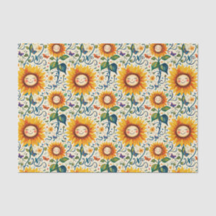 Happy Sunflowers: Cheery Sunflower Pattern Tissue Paper