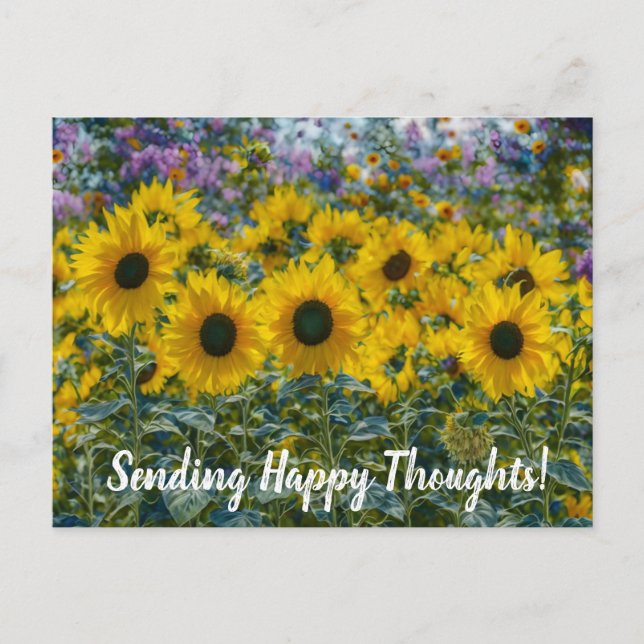 Happy Sunflowers Happy Thoughts Postcard (Front)