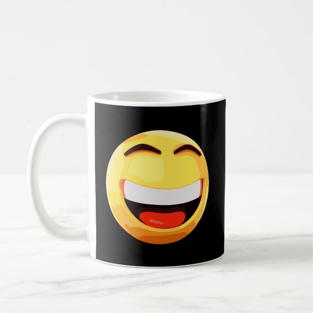 Happy Sunglasses Emoji Smile Laugh Emoticon Amazin Coffee Mug (Left)