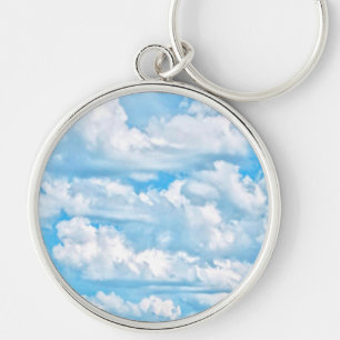 Happy Sunny Clouds Background Scenery Key Ring