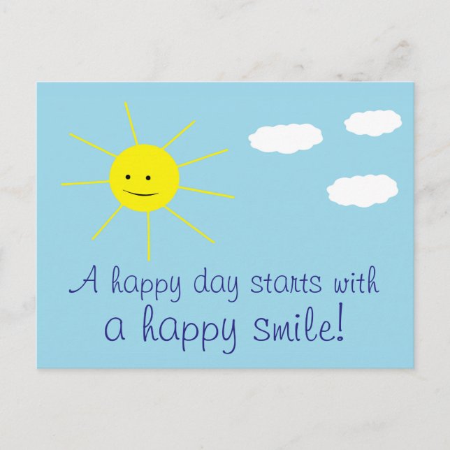 Happy Sunny Day Cute Smiling Sun Print Postcard (Front)