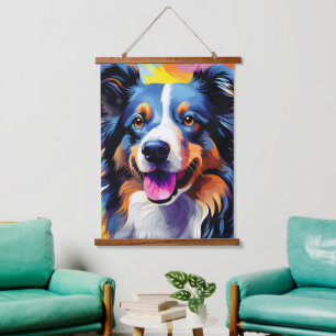 Happy Sunny Puppy Watercolor Hanging Tapestry