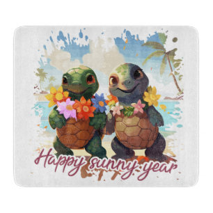 Happy sunny year too cutting board