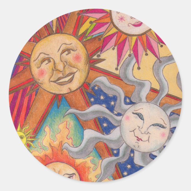 Happy suns classic round sticker (Front)
