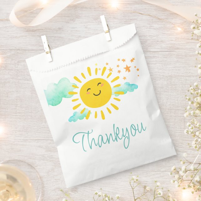Happy Sunshine 1st Birthday Party Favour Bags (Clipped)