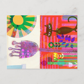 Happy Sunshine Cat Garden Party Postcard