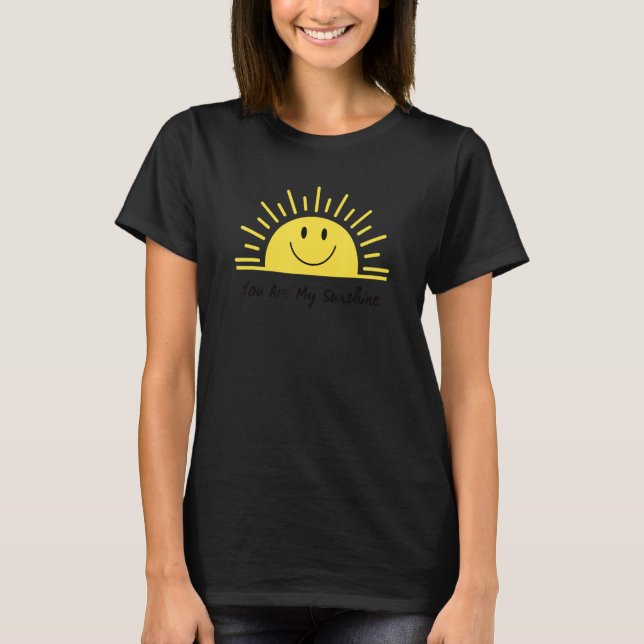 Happy Sunshine Cute Yellow Smile Face Sun Smiling  T-Shirt (Front)
