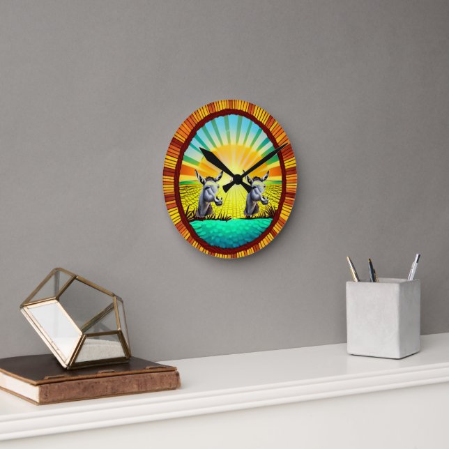 Happy Sunshine Donkey  Round Clock (Office)