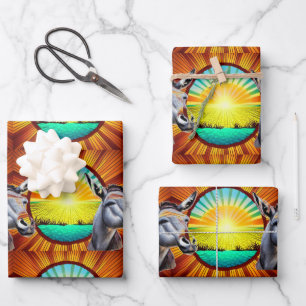 Happy Sunshine Donkey Wrapping Paper Sheet