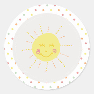 Happy Sunshine polkadot Party Paper Plate Classic Round Sticker