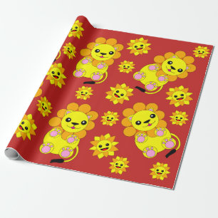 Happy Sunshine Sunflower Lion Children Adult Wrapping Paper