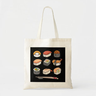 Happy Sushi Anime Kawaii Set Japanese Food Lover O Tote Bag