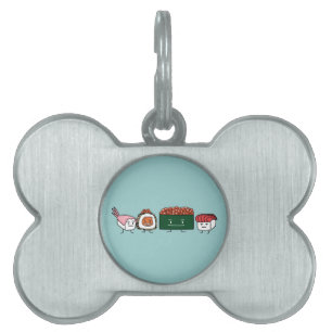 Happy Sushi Brothers rice Japanese shrimp salmon Pet Name Tag