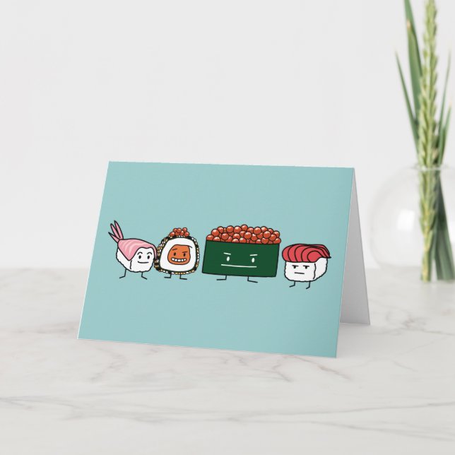 Happy Sushi Brothers rice Japanese shrimp salmon Thank You Card (Front)
