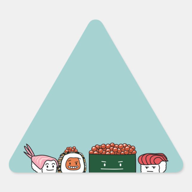 Happy Sushi Brothers rice Japanese shrimp salmon Triangle Sticker (Front)
