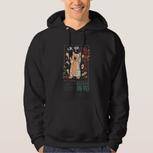Happy Sushi Cat Japanese Retro-Style Kawaii Food P Hoodie
