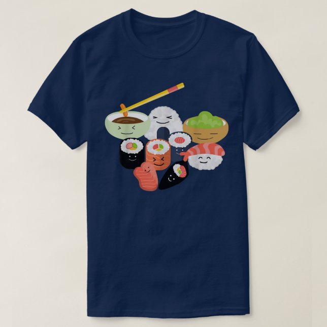 Happy Sushi Family Funny Japanese Food Rice Sushi  T-Shirt (Design Front)