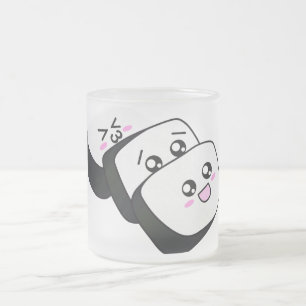 Happy Sushi Frosted Glass Coffee Mug