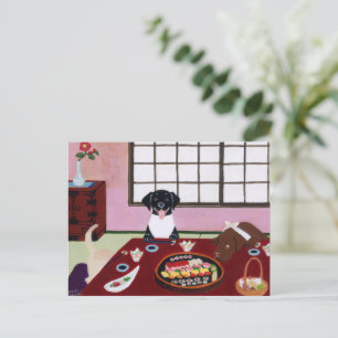 Happy Sushi Party Labradors Postcard