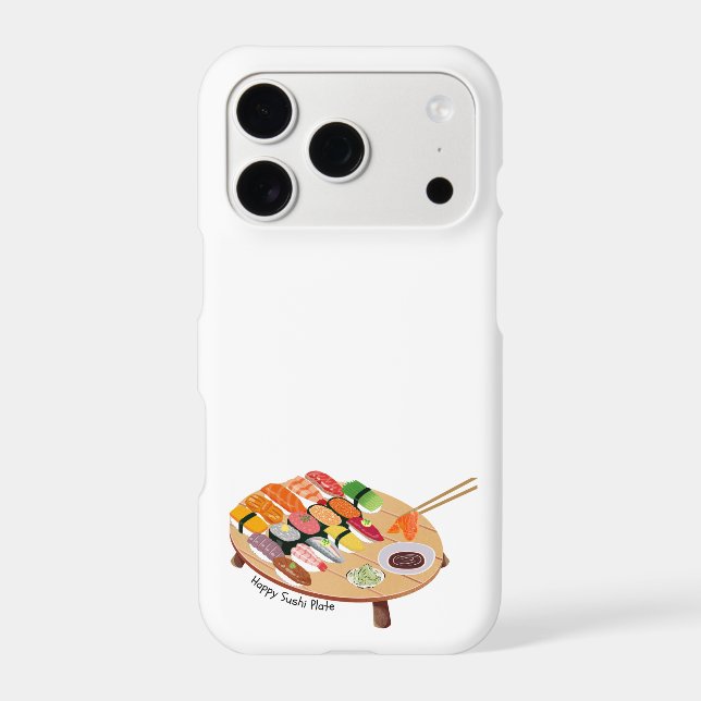 Happy Sushi Plate Cute iPhone Case (Back)