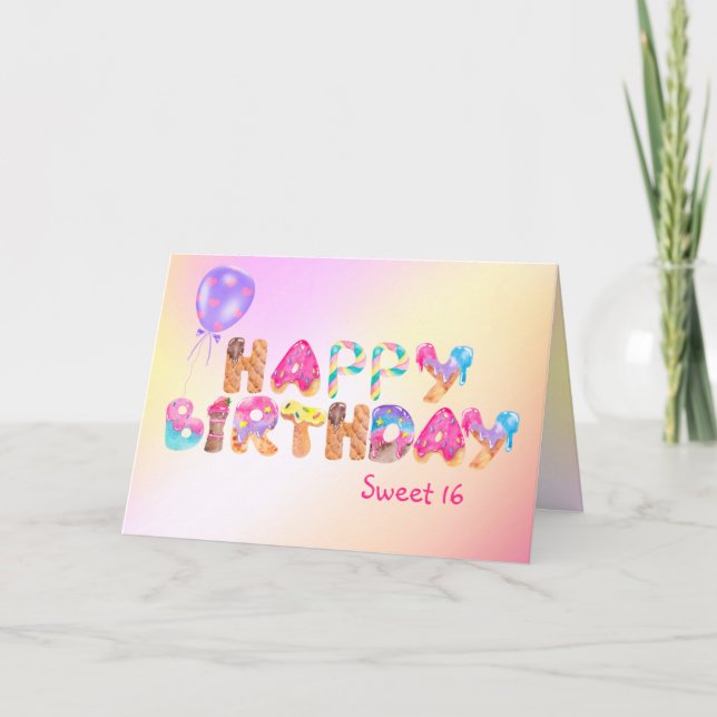 Happy Sweet 16 Birthday Card (Front)