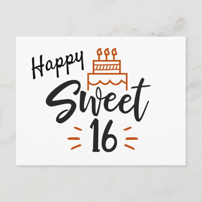 Happy Sweet 16 Birthday Postcard (Front)