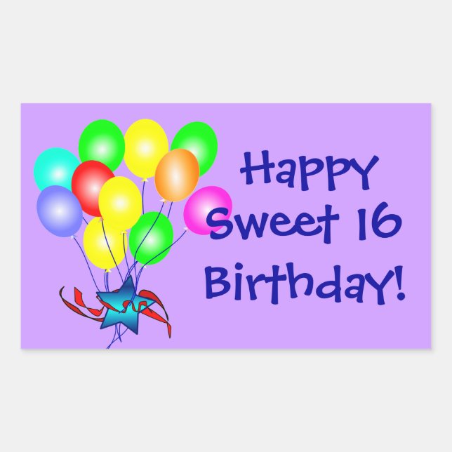 Happy Sweet 16 Birthday Stickers (Front)