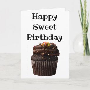 happy sweet birthday cupcake with sparkles card