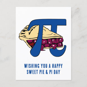 Happy Sweet Cherry Pie PI DAY Postcard