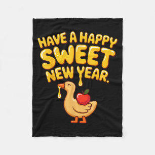 Happy Sweet New Year Goose Cookie Rosh Hashanah  Fleece Blanket