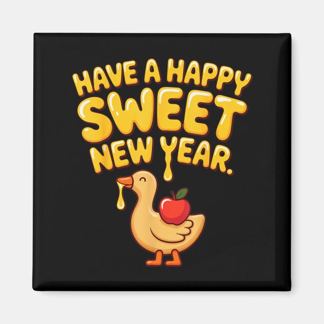 Happy Sweet New Year Goose Cookie Rosh Hashanah  Magnet (Front)