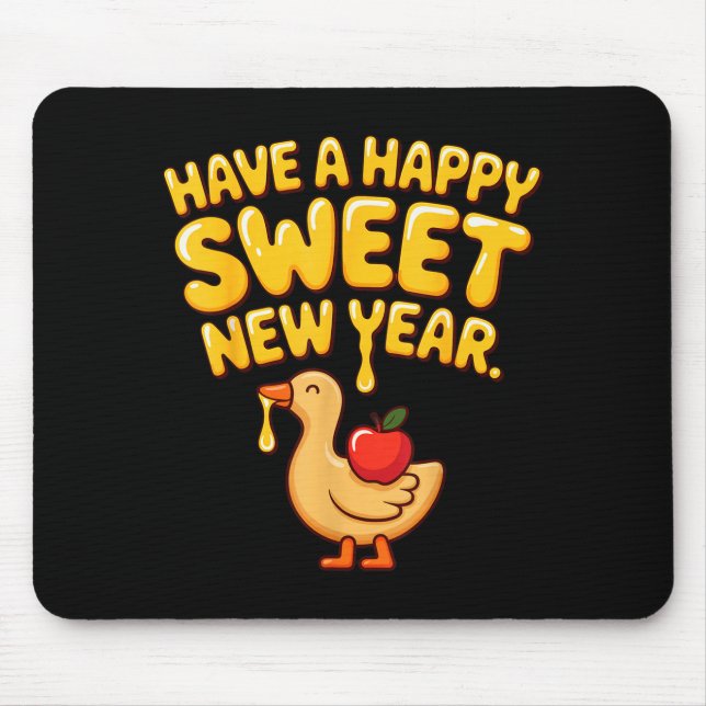Happy Sweet New Year Goose Cookie Rosh Hashanah  Mouse Mat (Front)