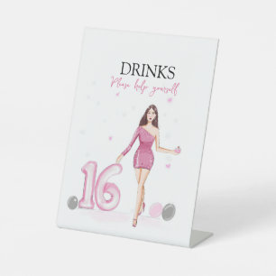 Happy sweet sixteen, 16th birthday pedestal sign