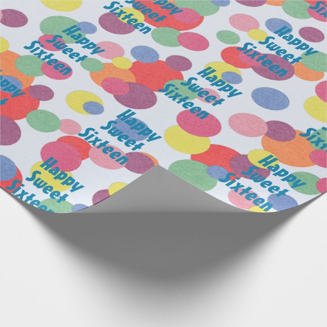 Happy Sweet Sixteen Birthday Wrapping Paper (Corner)
